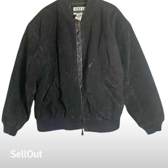 City Streets Men's XL Black Leather Overcoat with Quilted Lining - Picture 1 of 15
